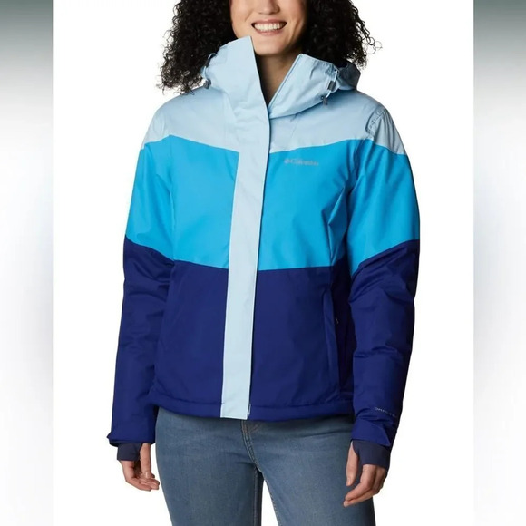 Columbia Women's Tipton Peak Ii Insulated Hooded Jacket - Spring Blue NWT - Picture 1 of 8